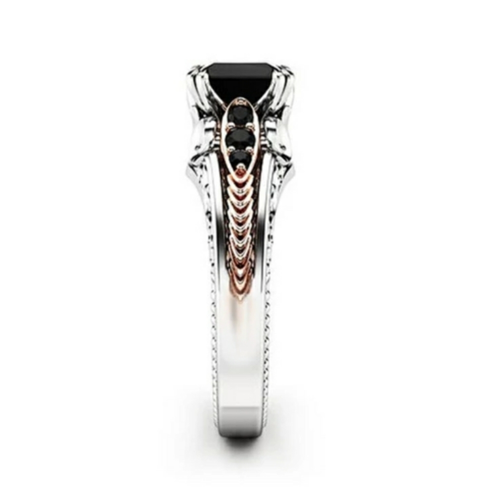 New Silver Black Princess Cut Ring - Picture 4 of 5